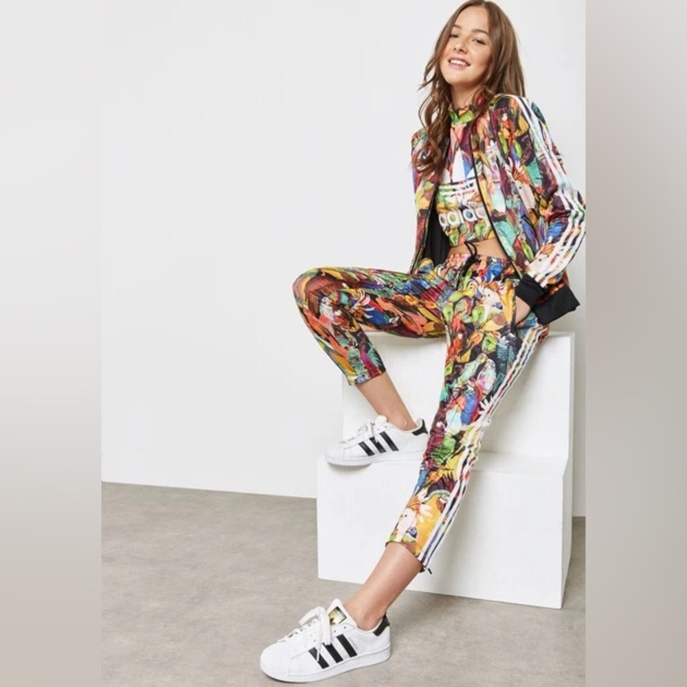 Farm Rio x Adidas Passaredo Parrots Cropped Track Pants - XS